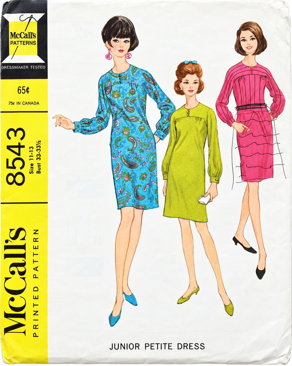 Vintage 1966 McCall's 8453 Misses Sheath Dress Size 11-13 Bust 33.5 Uncut FF